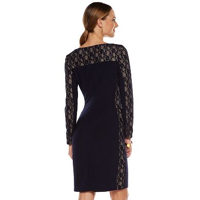 Chaps Lace-Trim Sheath Dress - Women's