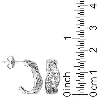 Classic Treasures Sterling Silver Diamond Accent Twist J- Hoop Earrings