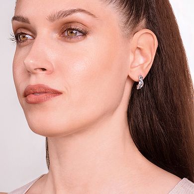Sterling Silver Diamond Accent Twist J- Hoop Earrings