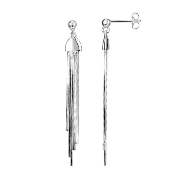 Long sterling silver fringe earrings with river rock drops – Planet Dot  Jewelry