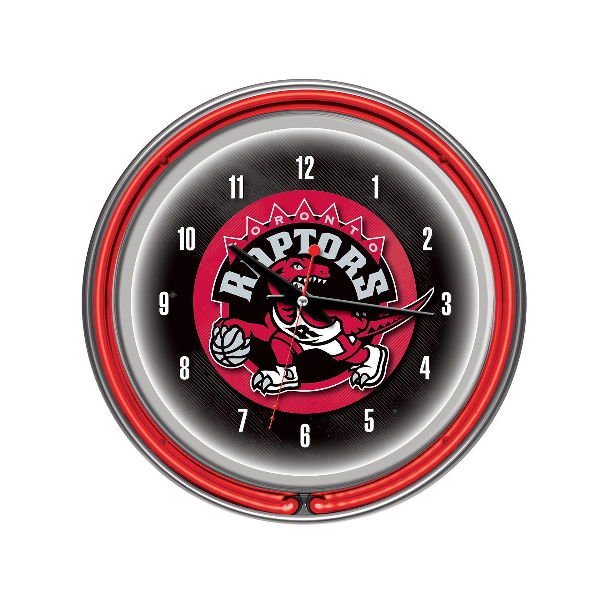 Toronto Raptors Chrome Double-Ring Neon Wall Clock, Rpt Team