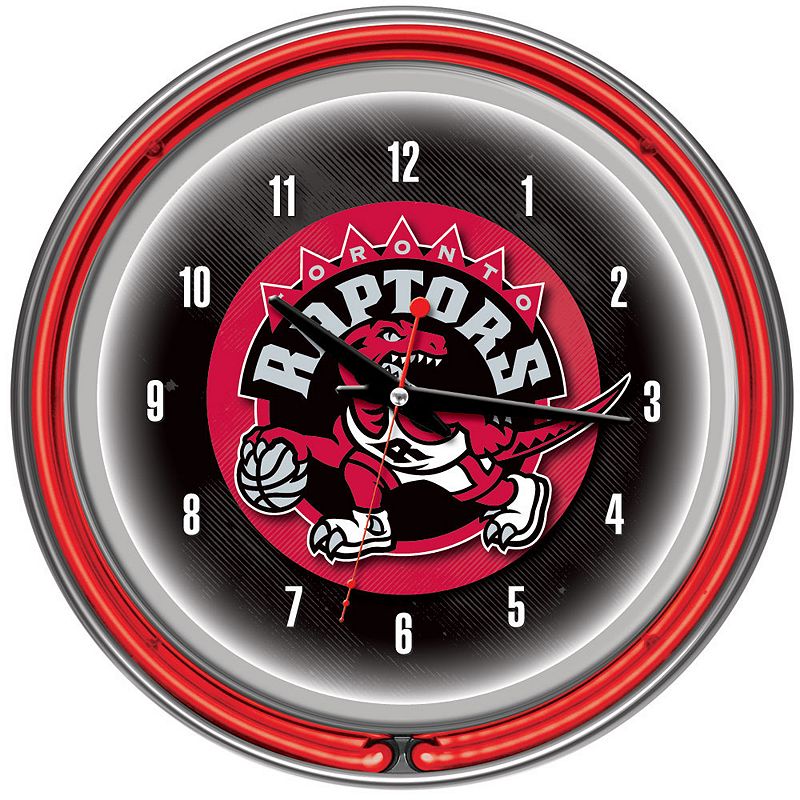 Toronto Raptors Chrome Double-Ring Neon Wall Clock, Multicolor