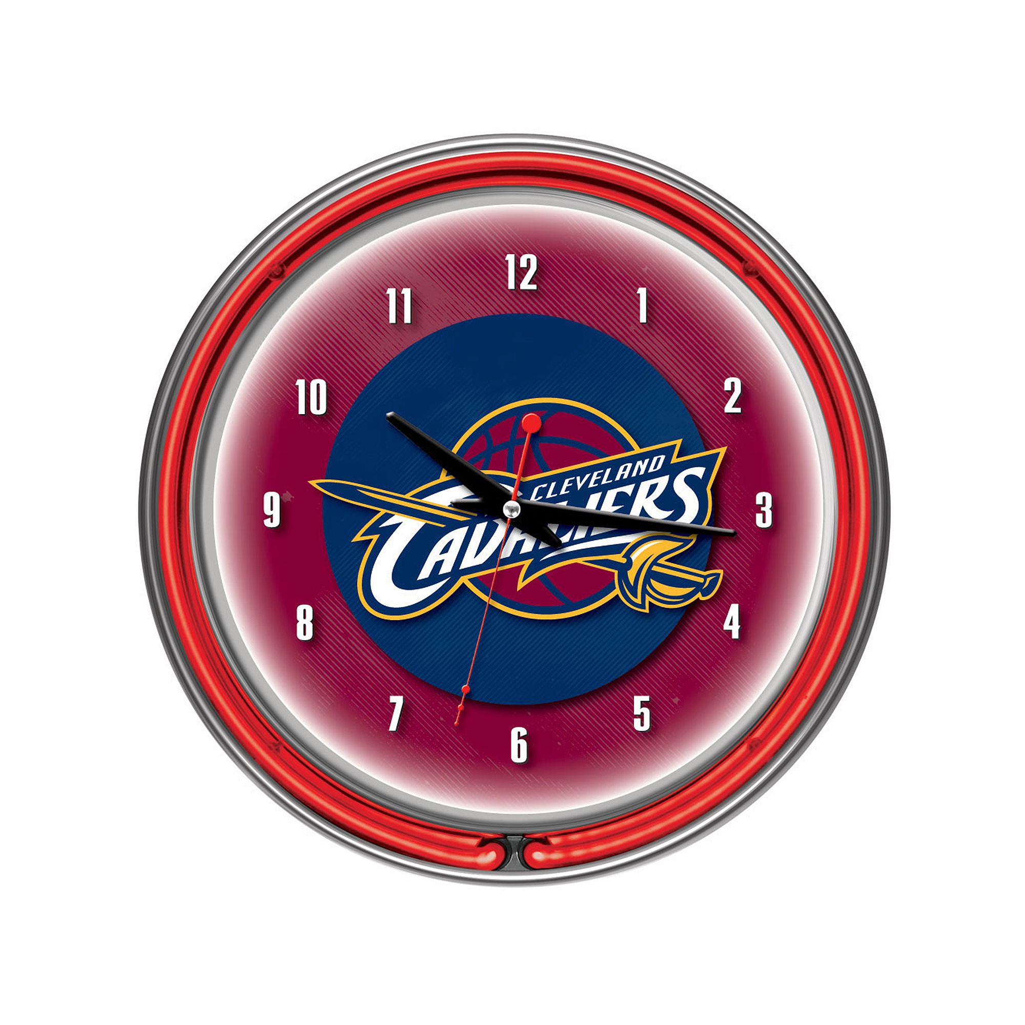 Cleveland Cavaliers Vintage Logo Chrome Double-Ring Neon Wall Clock, Team