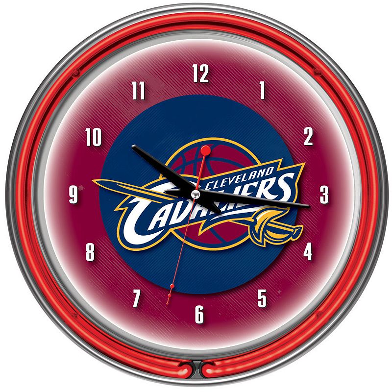 Cleveland Cavaliers Chrome Double-Ring Neon Wall Clock, Multicolor