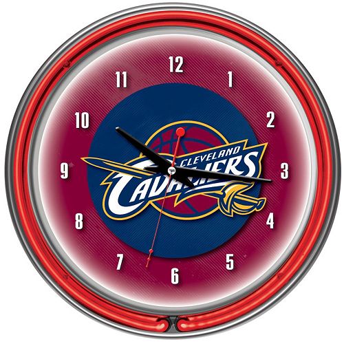 Cleveland Cavaliers Chrome Double-Ring Neon Wall Clock