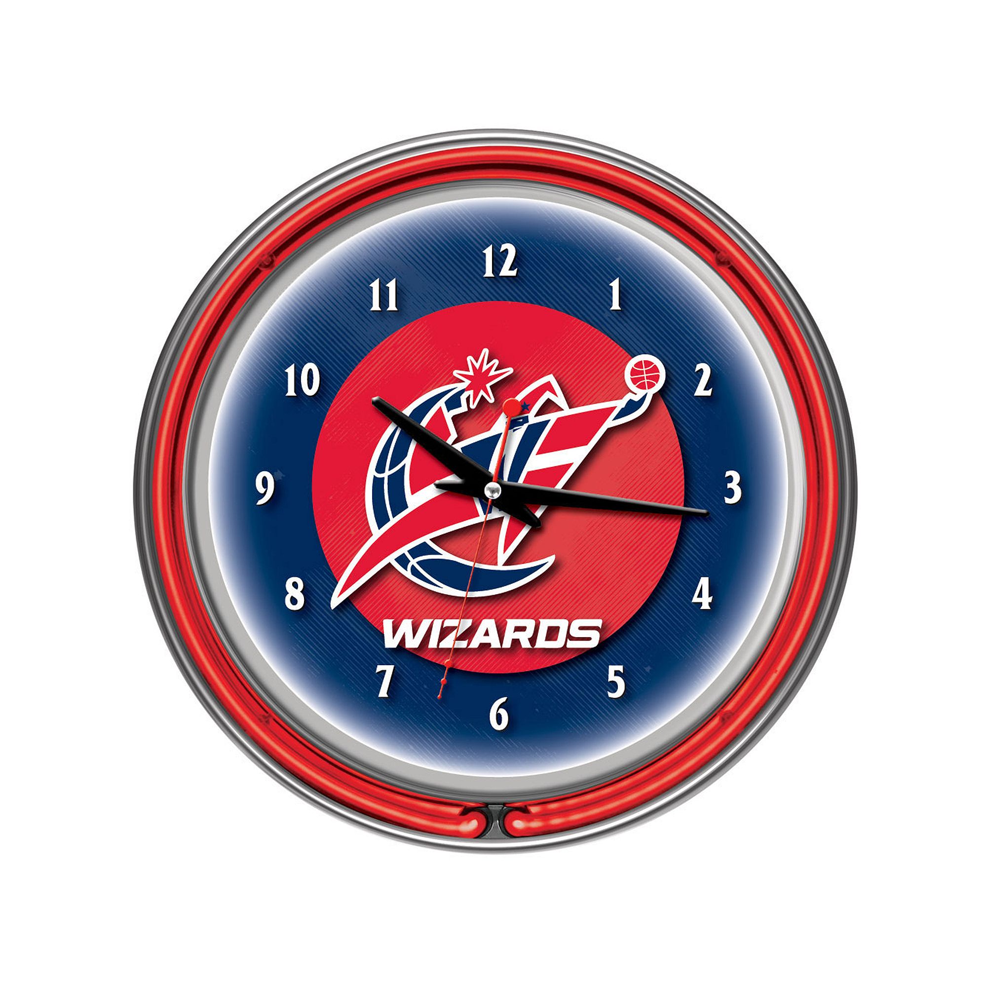 Washington Wizards Chrome Double-Ring Neon Wall Clock, Wiz Team
