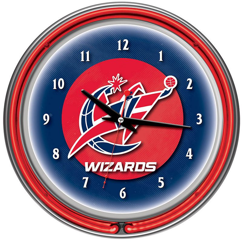 Washington Wizards Chrome Double-Ring Neon Wall Clock, Multicolor
