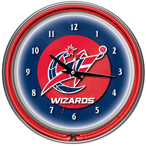 Washington Wizards Chrome Double-Ring Neon Wall Clock