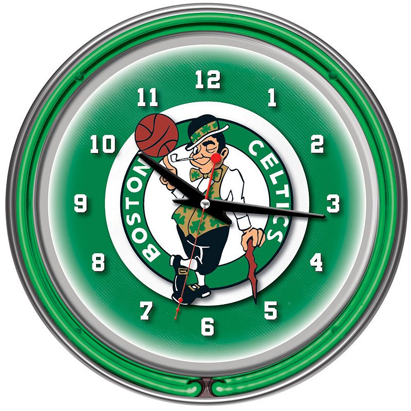 Boston Celtics Chrome Double-Ring Neon Wall Clock, Multicolor