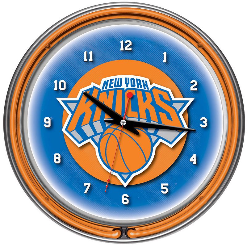 New York Knicks Chrome Double-Ring Neon Wall Clock, Multicolor