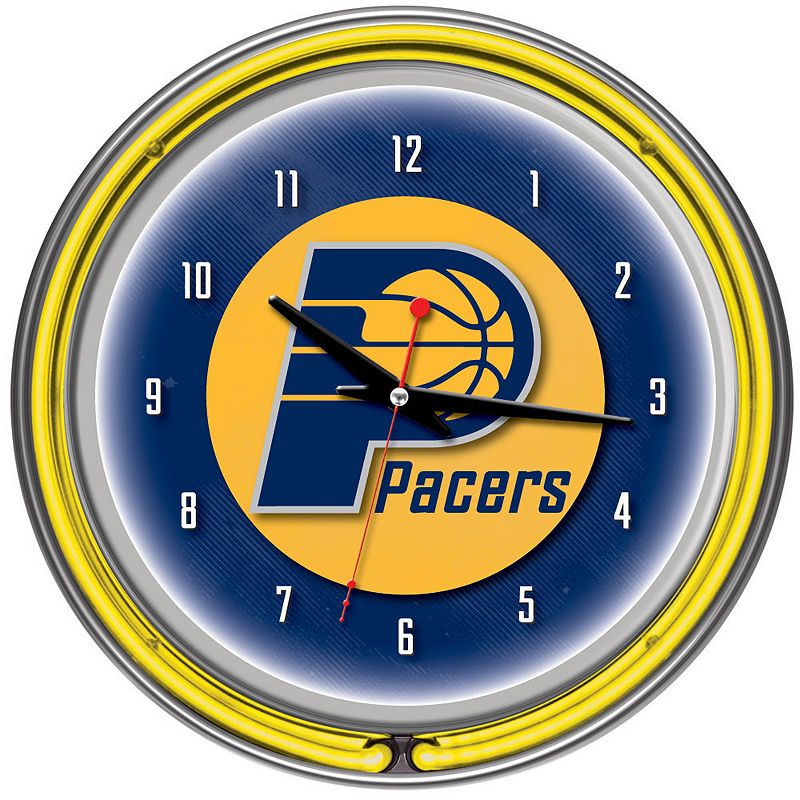 Indiana Pacers Chrome Double-Ring Neon Wall Clock, Multicolor