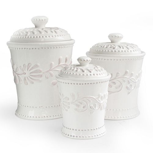 American Atelier Bianca Leaf 3 pc Kitchen  Canister Set 