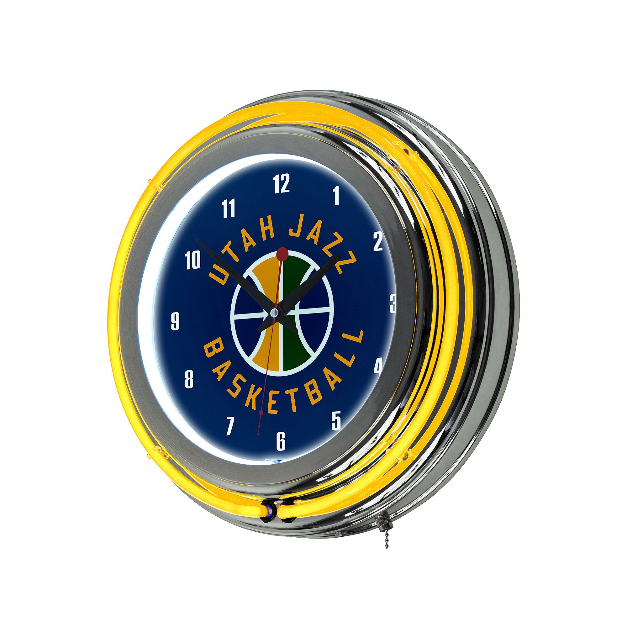 Utah Jazz Chrome Double-Ring Neon Wall Clock, Jaz Team