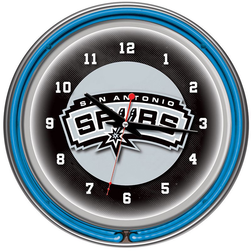 San Antonio Spurs Chrome Double-Ring Neon Wall Clock, Multicolor