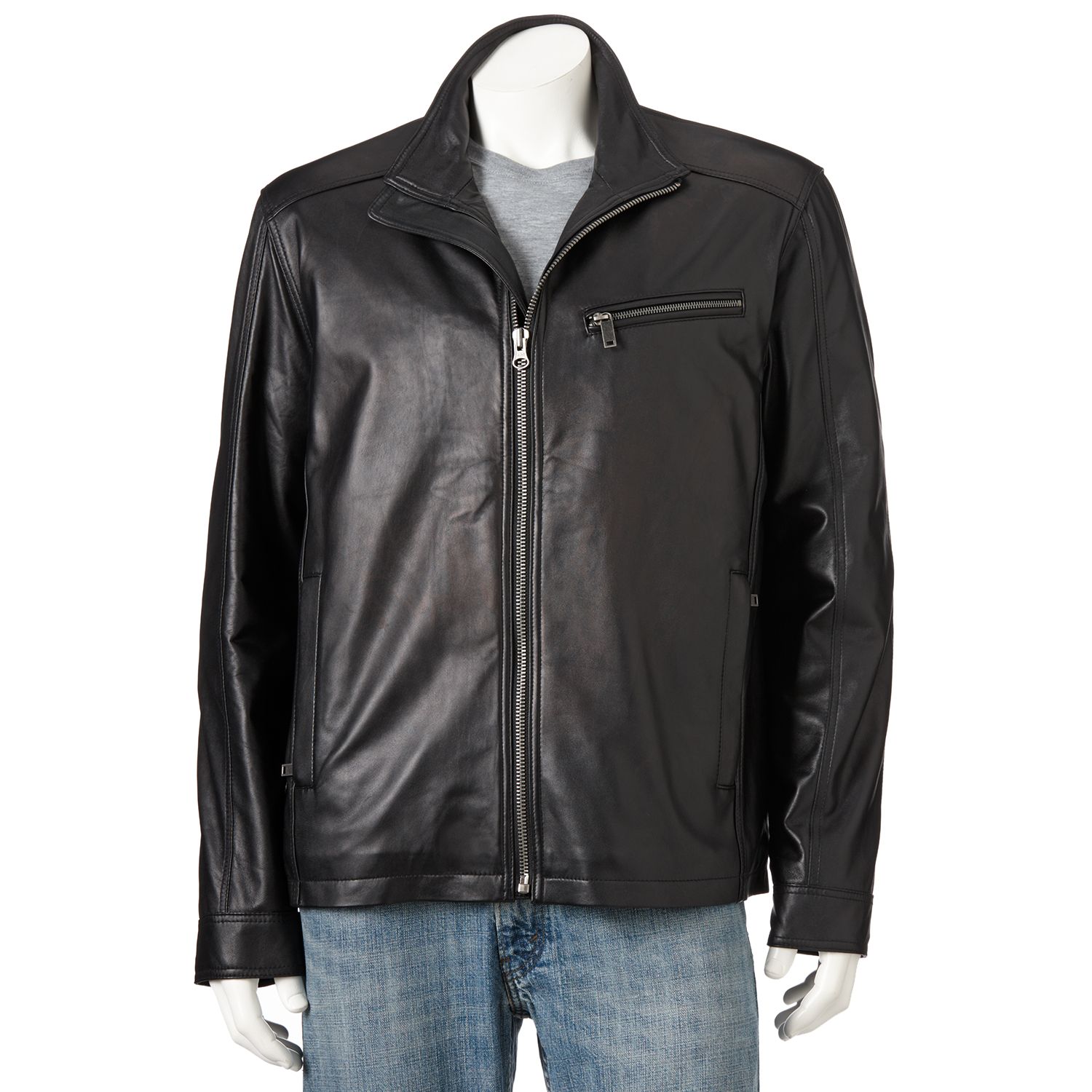 kohls black leather jacket