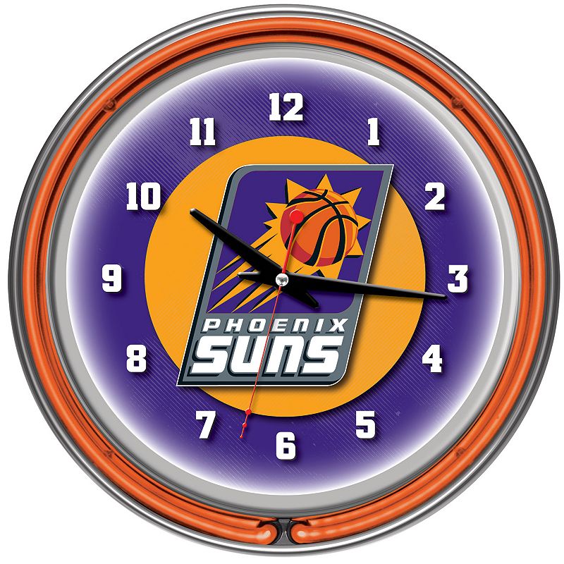 Phoenix Suns Chrome Double-Ring Neon Wall Clock, Multicolor