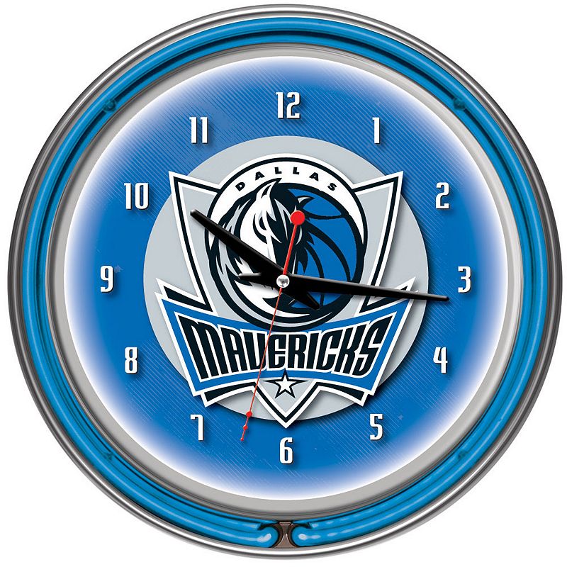 Dallas Mavericks Chrome Double-Ring Neon Wall Clock, Multicolor