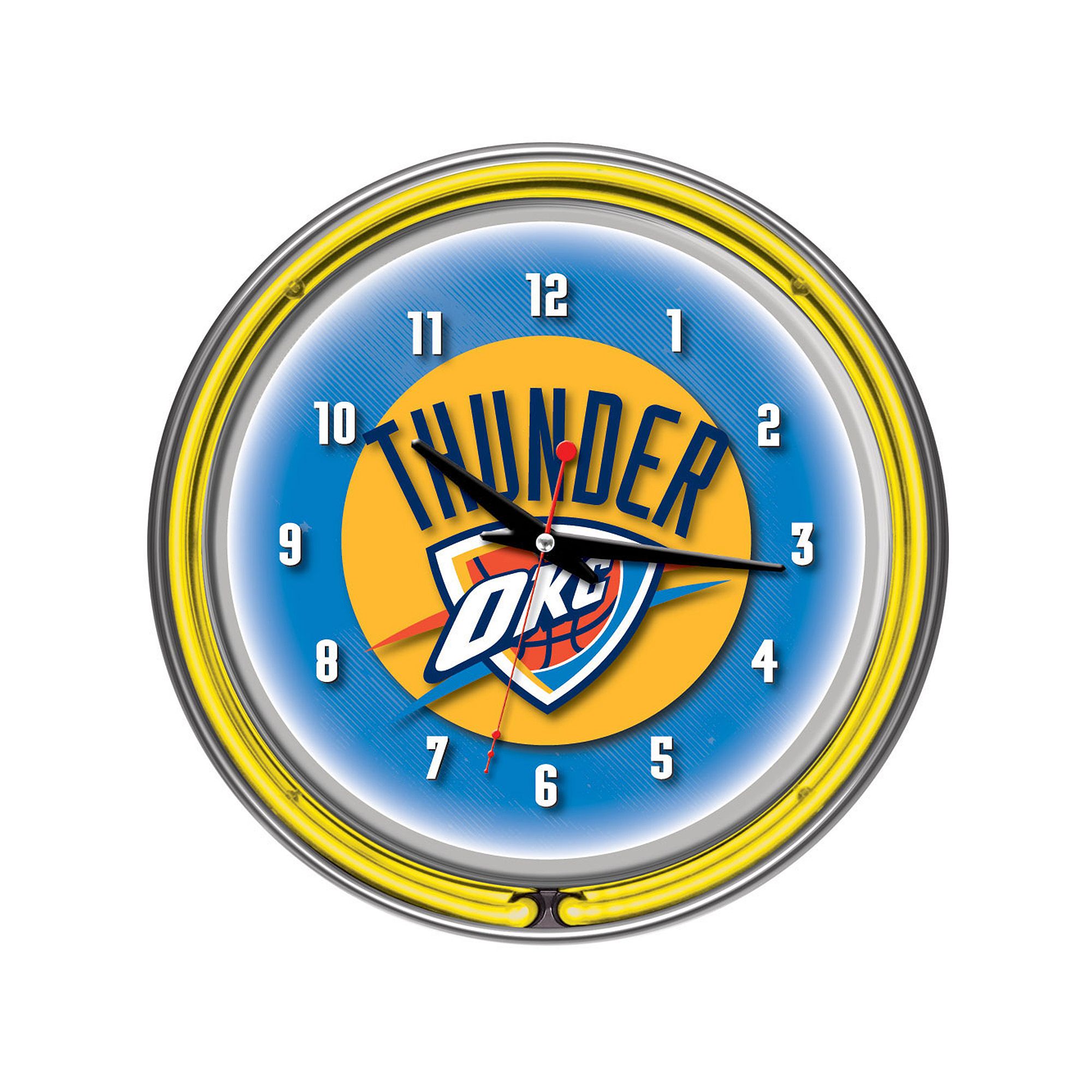 Oklahoma City Thunder Chrome Double-Ring Neon Wall Clock, Team