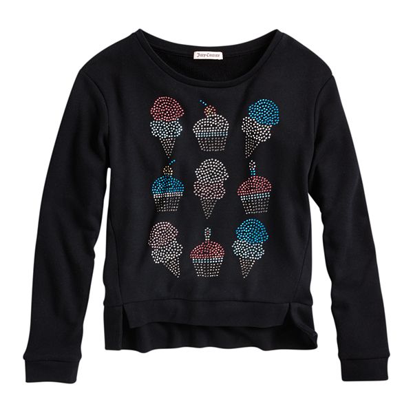 Juicy Couture Rhinestone Ice Cream High Low Sweatshirt Girls 7 16