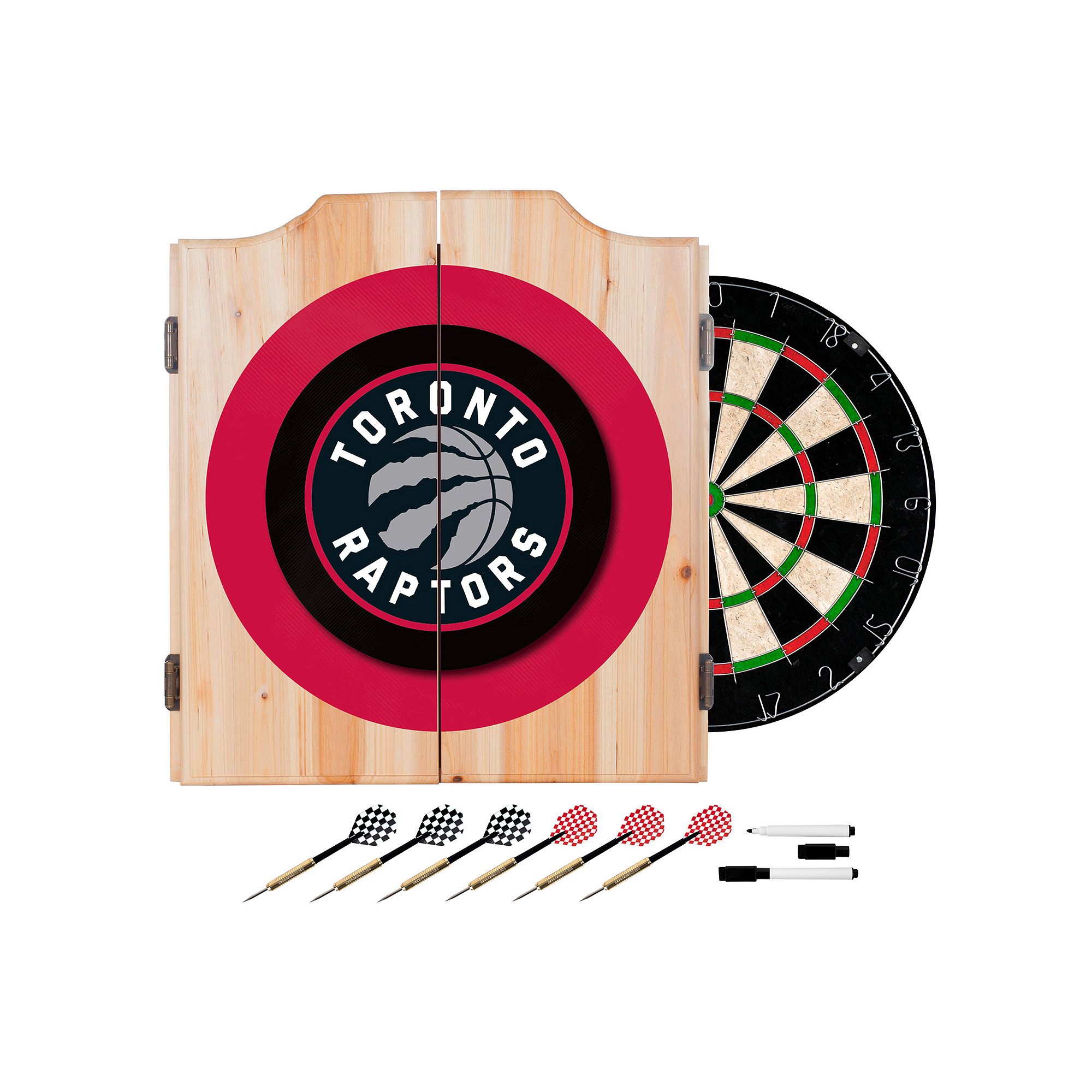 Toronto Raptors Logo Wood Dart Cabinet Set, Rpt Team