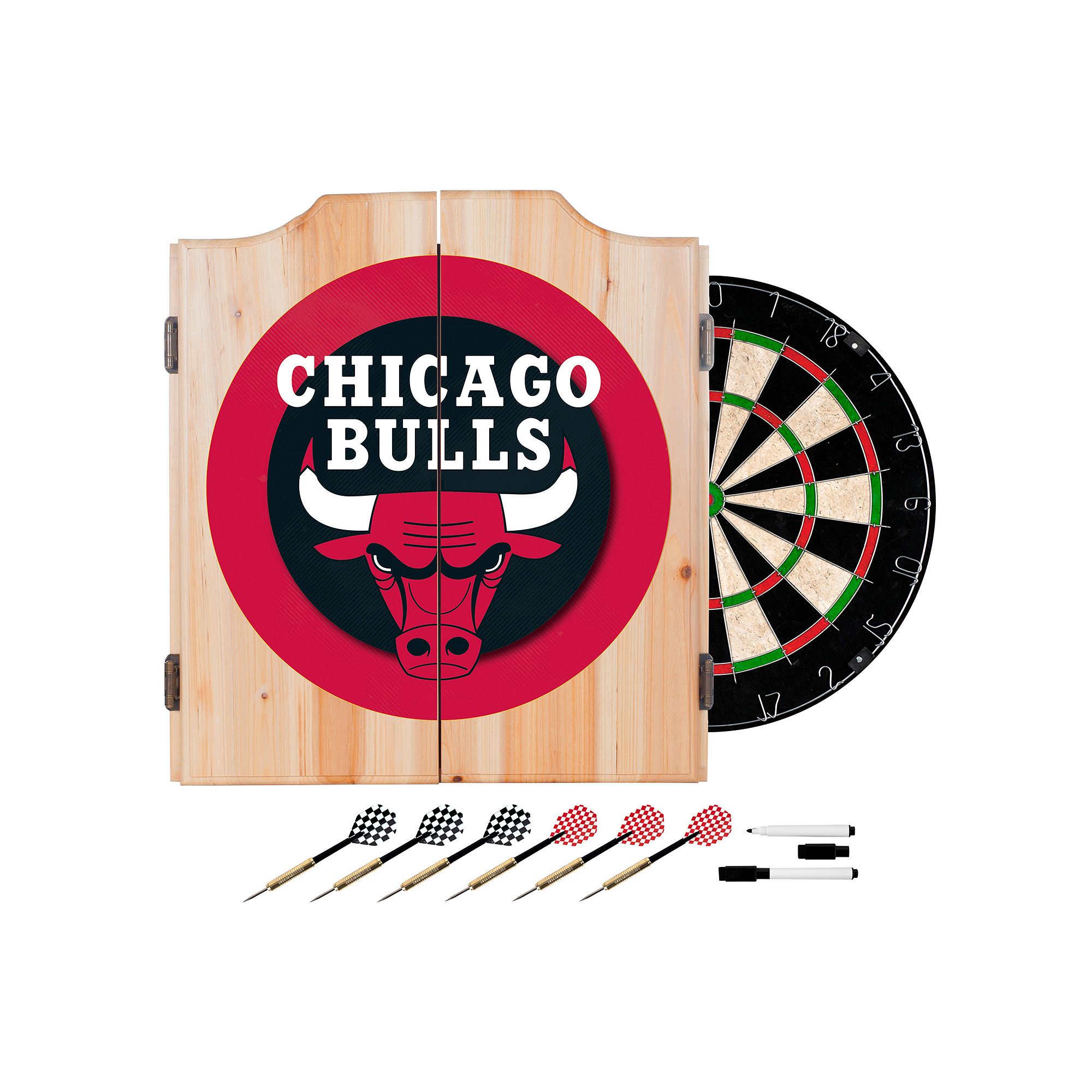 Chicago Bulls Wood Dart Cabinet Set, Team