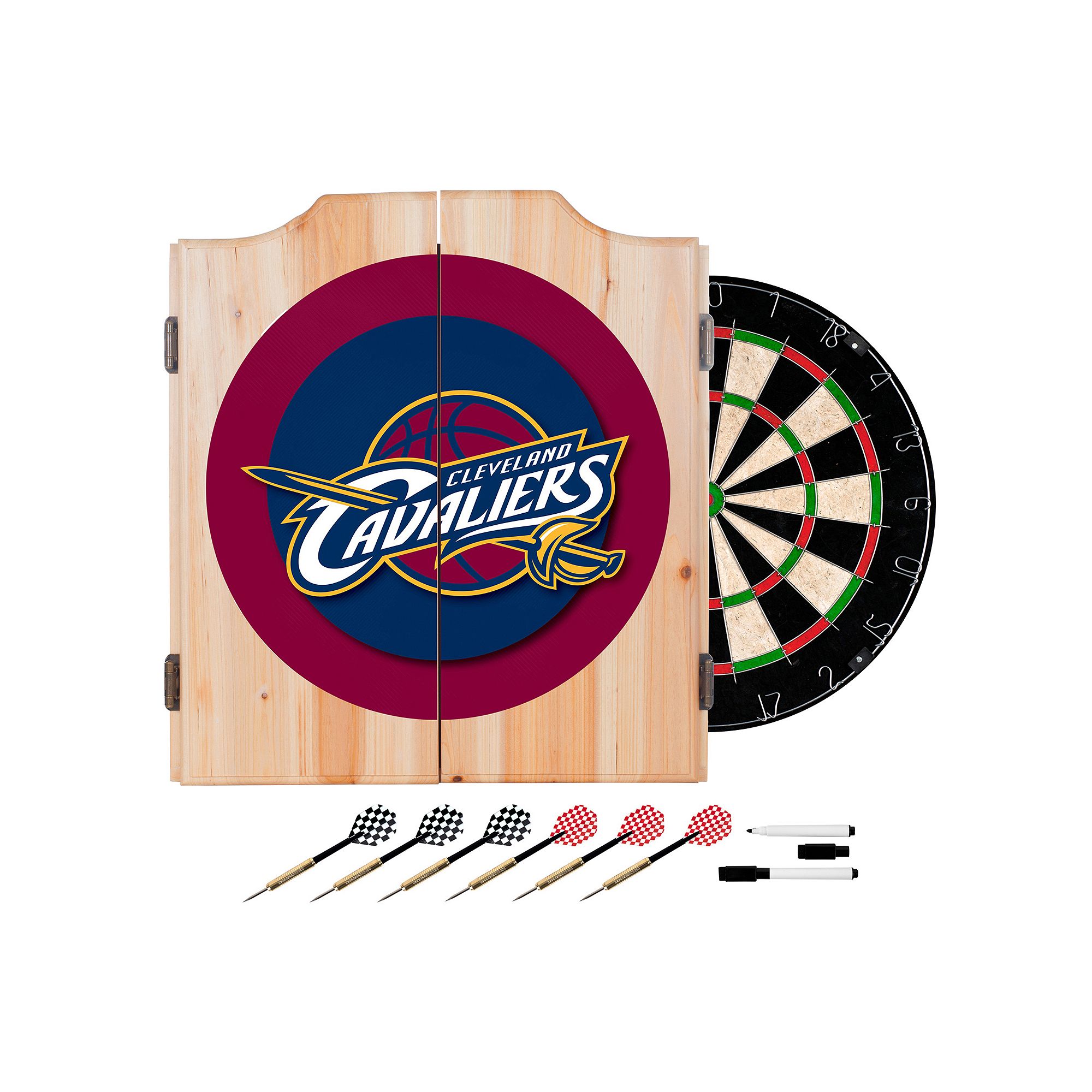 Cleveland Cavaliers Logo Wood Dart Cabinet Set, Team