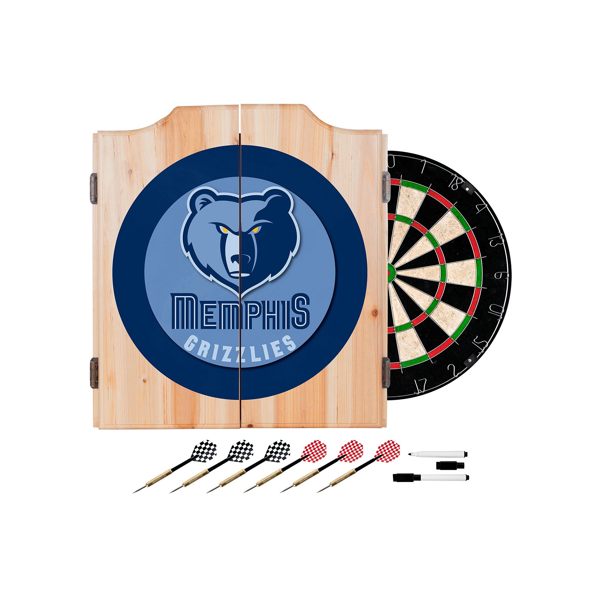 Memphis Grizzlies Logo Wood Dart Cabinet Set, Grz Team