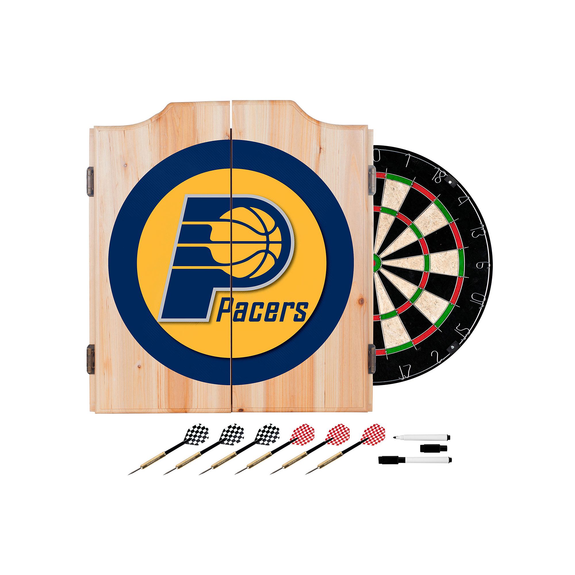 Indiana Pacers Logo Wood Dart Cabinet Set, Team