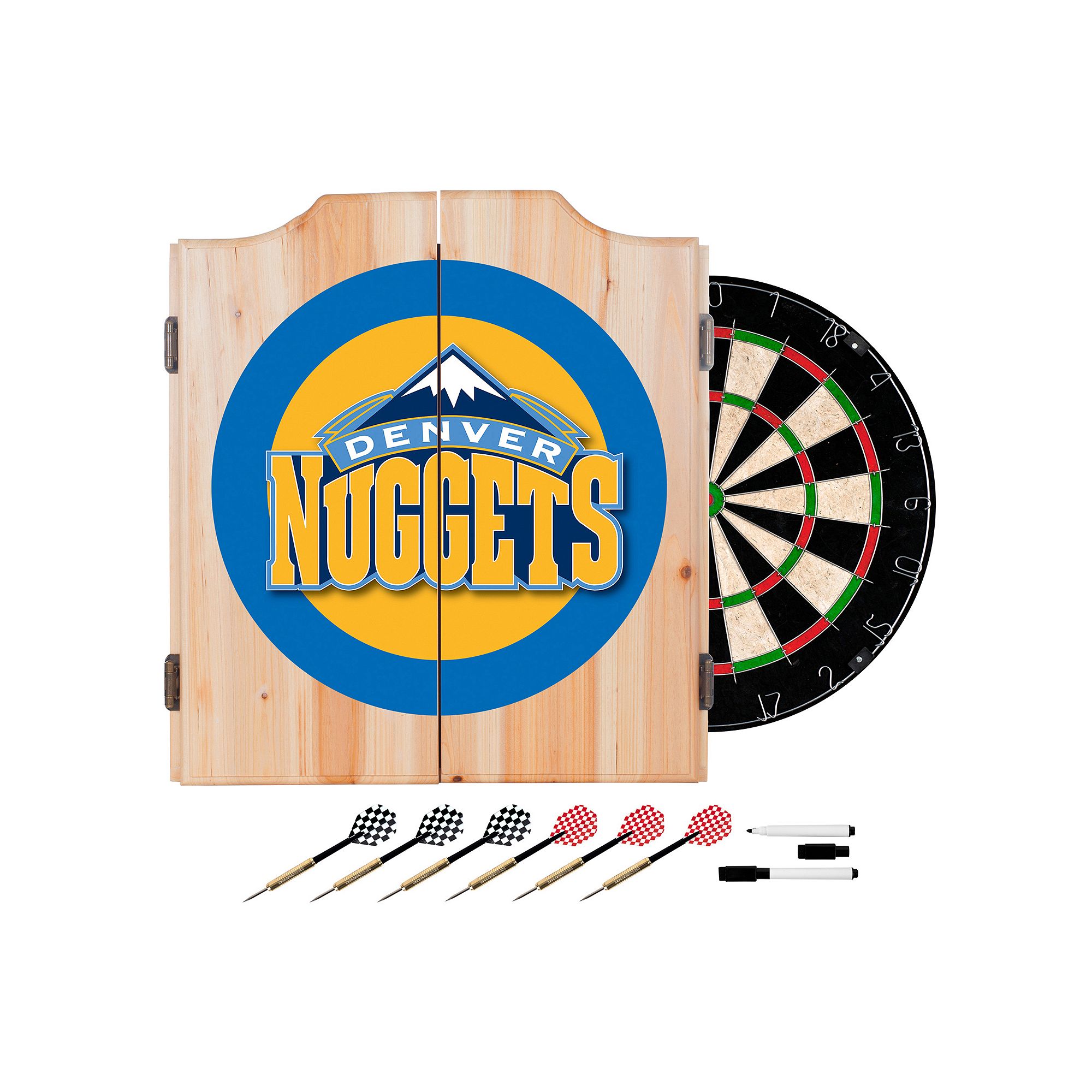 Denver Nuggets Logo Wood Dart Cabinet Set, Nug Team