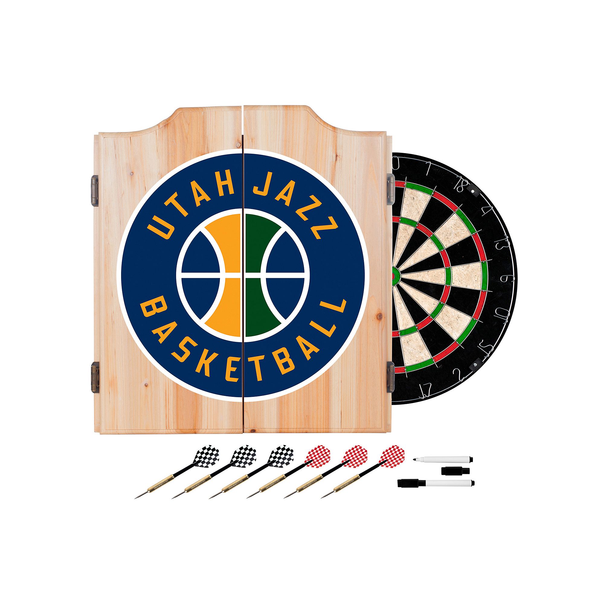 Utah Jazz Logo Wood Dart Cabinet Set, Jaz Team
