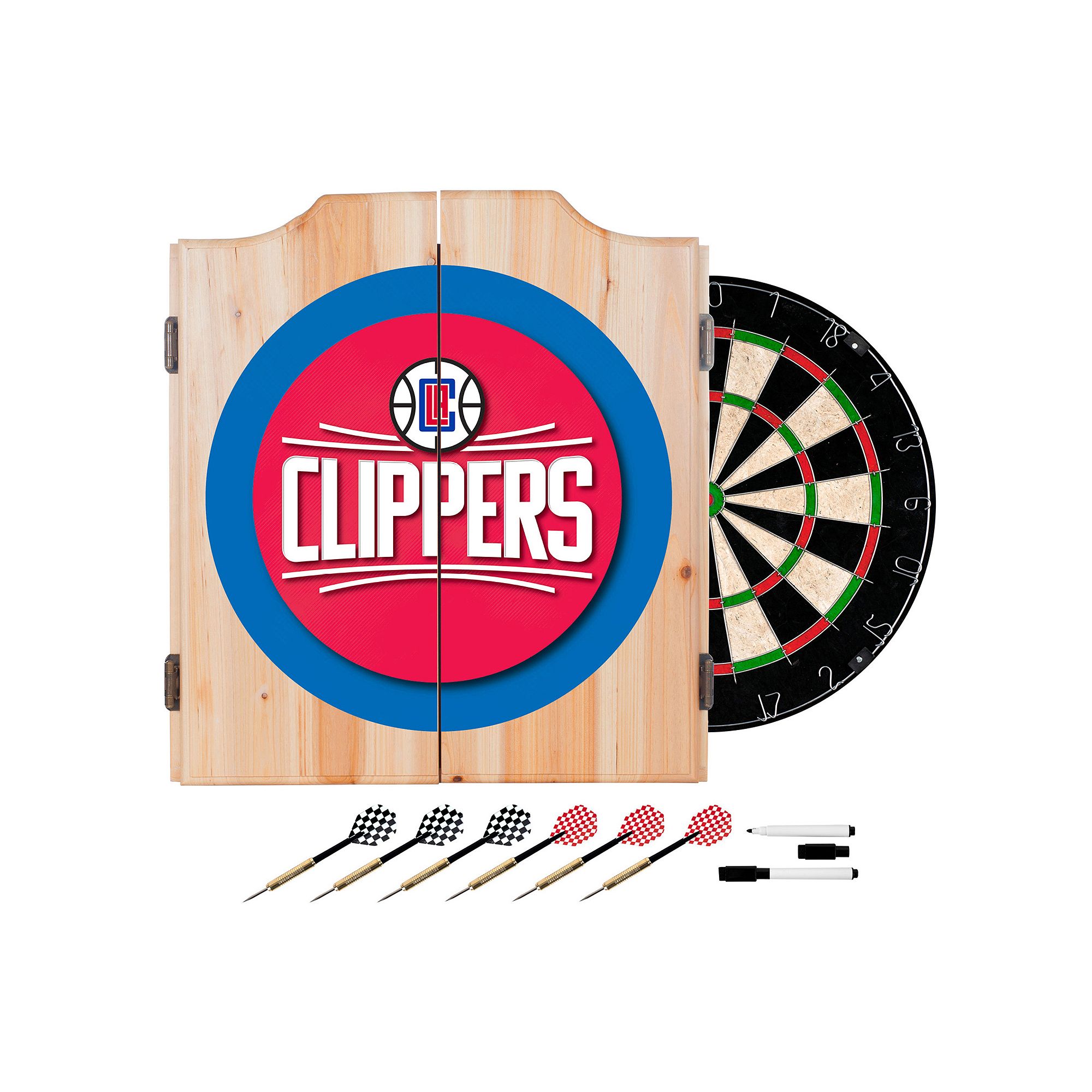 Los Angeles Clippers Logo Wood Dart Cabinet Set, Team