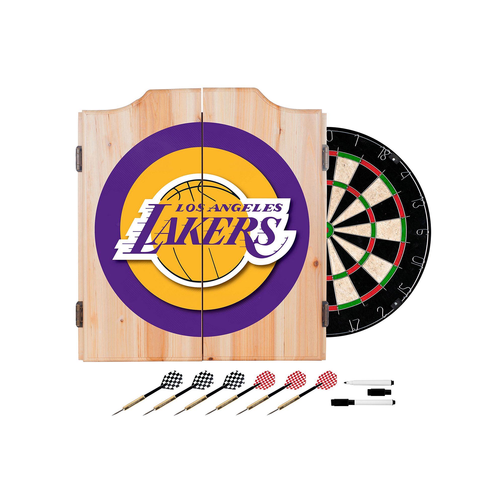 Los Angeles Lakers Logo Wood Dart Cabinet Set, Team