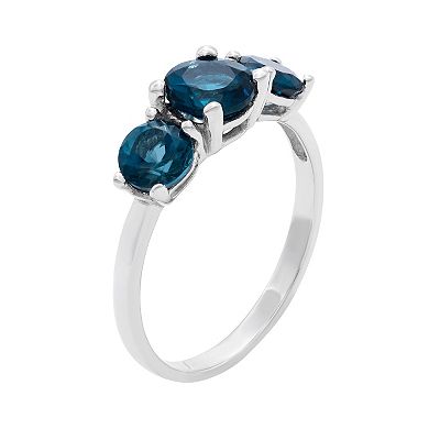 Sterling Silver London Blue Topaz 3-Stone Ring