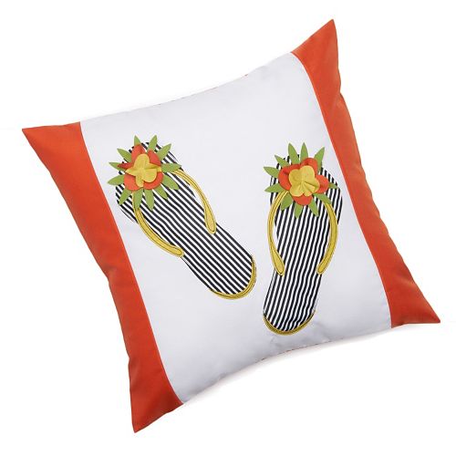 Edie, Inc. Flip-Flop Laser-Cut Indoor Outdoor Decorative Pillow