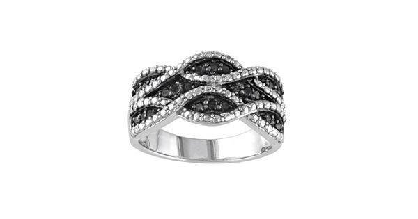 Sterling Silver .22-ct. T.W. Black Diamond Woven Ring