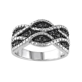 Stella Grace Sterling Silver .22 ct T.W. Black Diamond Woven Ring