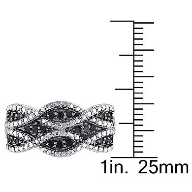 Stella Grace Sterling Silver .22-ct. T.W. Black Diamond Woven Ring 