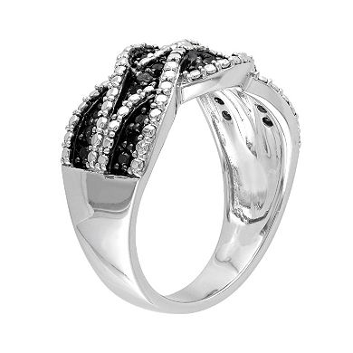 Stella Grace Sterling Silver .22-ct. T.W. Black Diamond Woven Ring 