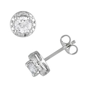 Stella Grace Sterling Silver Lab-Created White Sapphire Stud Earrings