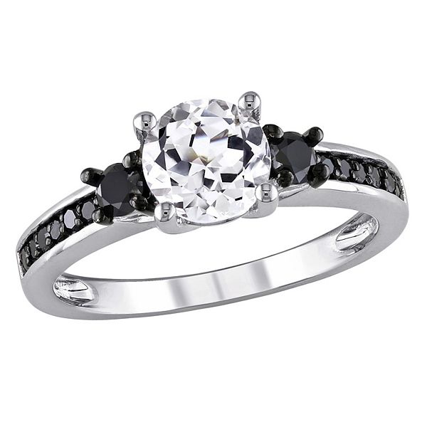 St. Ivy' Natural Black White Diamond Skull Engagement Ring