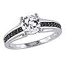 Stella Grace Lab-Created White Sapphire and Black Diamond Engagement Ring in Sterling Silver (.14 ct. T.W.) 
