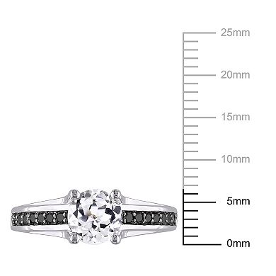 Stella Grace Lab-Created White Sapphire and Black Diamond Engagement ...