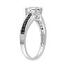 Stella Grace Lab-Created White Sapphire and Black Diamond Engagement Ring in Sterling Silver (.14 ct. T.W.) 