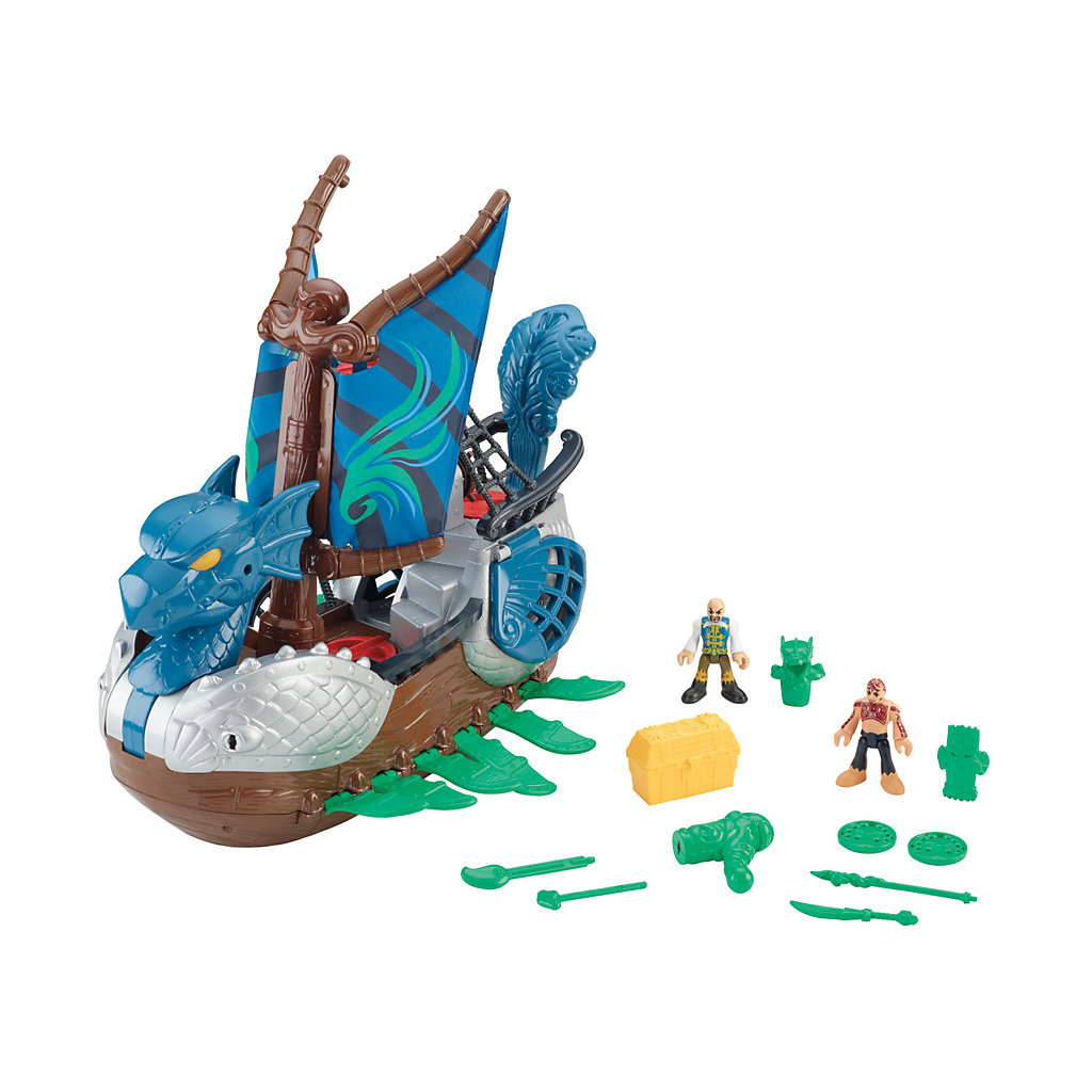 Fisher-Price Imaginext Serpent Pirate Ship Blue Fisher Price