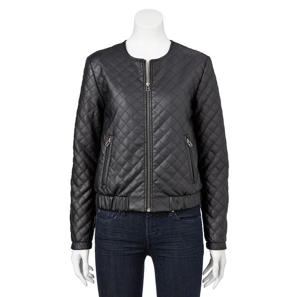 Women's Apt. 9¨ Quilted Faux-Leather Bomber Jacket