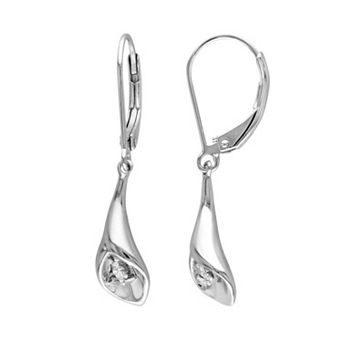 Stella Grace Sterling Silver Diamond Accent Calla Lily Drop Earrings