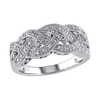 Stella Grace Sterling Silver 1/8 ct T.W. Diamond Braided Ring