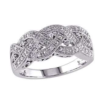 Stella Grace Sterling Silver 1/8 Carat T.W. Diamond Braided Ring