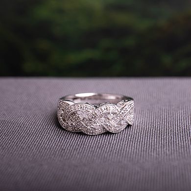 Stella Grace Sterling Silver 1/8-ct. T.W. Diamond Braided Ring