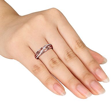 Stella Grace 18k Rose Gold Over Silver Diamond Accent Crisscross Ring